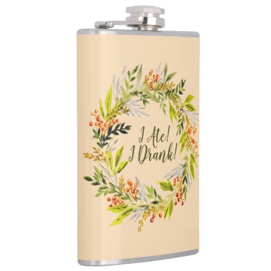 Watercolor Wraath & Fun Text Flachmann (Rechts)