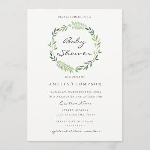Watercolor Wreath Baby Dusche Einladung