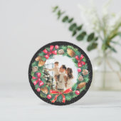 Watercolor Wreath Black Foto Weihnachten (Stehend Vorderseite)