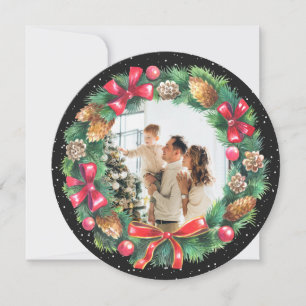 Watercolor Wreath Black Foto Weihnachten