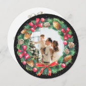 Watercolor Wreath Black Foto Weihnachten (Vorne/Hinten)