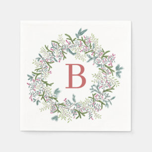 Watercolor Wreath Christmas Napkins Serviette