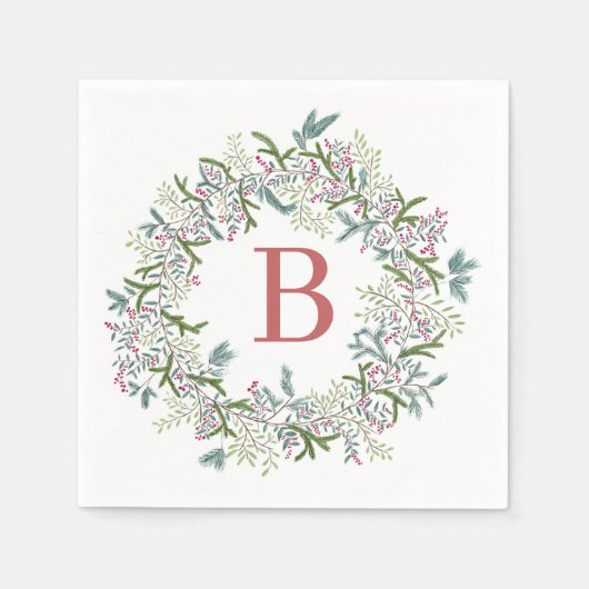 Watercolor Wreath Christmas Napkins Serviette (Vorderseite)