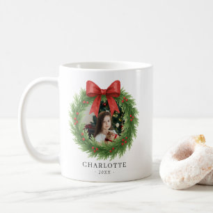 Watercolor Wreath Foto Modernes Weihnachtsfest Kaffeetasse