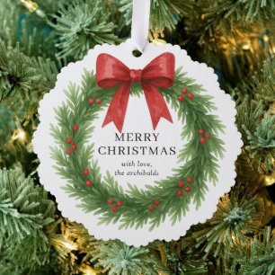 Watercolor Wreath Foto Modernes Weihnachtsfest Ornament Karte