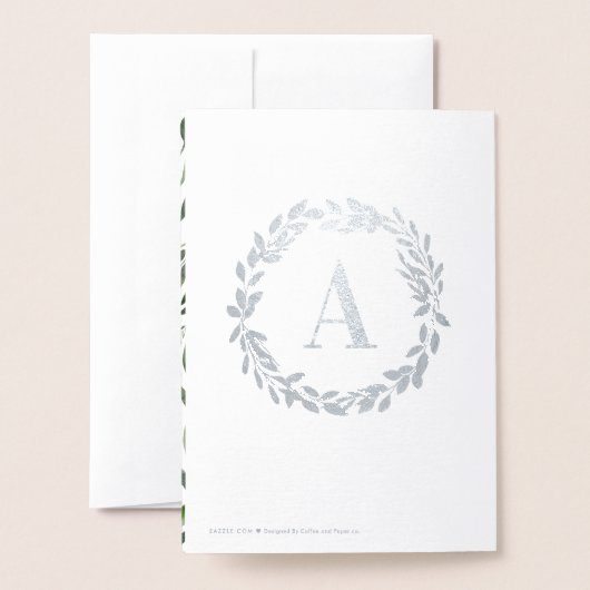 Watercolor Wreath-Fotoinitiale/-monogramm Folienkarte (Rückseite mit Umschlag)