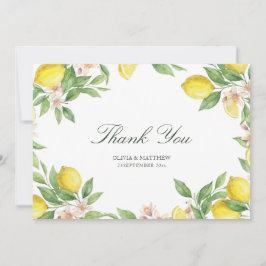 Watercolor Wreath Mediterranean Citrus Wedding Dankeskarte