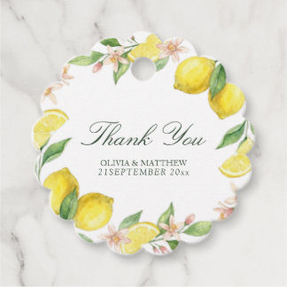 Watercolor Wreath Mediterranean Citrus Wedding Geschenkanhänger