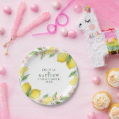 Watercolor Wreath Mediterranean Citrus Wedding Pappteller (Party)