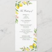 Watercolor Wreath Mediterranean Citrus Wedding Programm (Vorderseite)