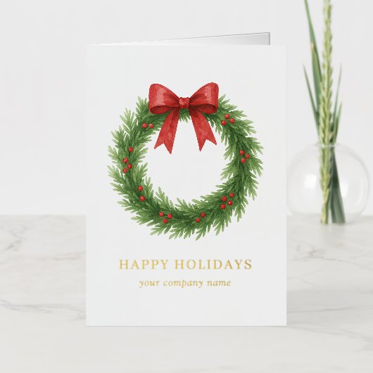 Watercolor Wreath Modern Business Christmas (Vorderseite)
