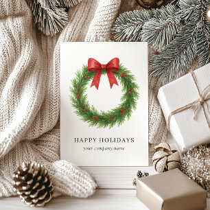 Watercolor Wreath Modern Business Christmas Feiertagskarte