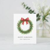 Watercolor Wreath Modern Business Christmas Feiertagspostkarte (Stehend Vorderseite)
