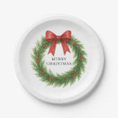 Watercolor Wreath Moderne Weihnachten Pappteller (Vorderseite)