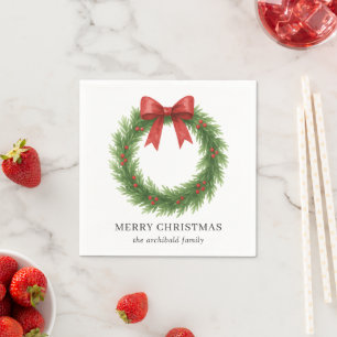 Watercolor Wreath Moderne Weihnachten Serviette