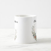 Watercolor Wreath Monogram und Skript Weihnachten Kaffeetasse (Mittel)