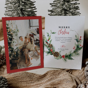 Watercolor Wreath Red Berries Foto Weihnachten