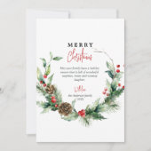 Watercolor Wreath Red Berries Frohe Weihnachten (Vorderseite)