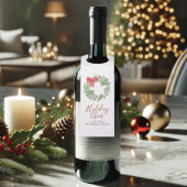 Watercolor Wreath & Red Bow Flaschenanhänger