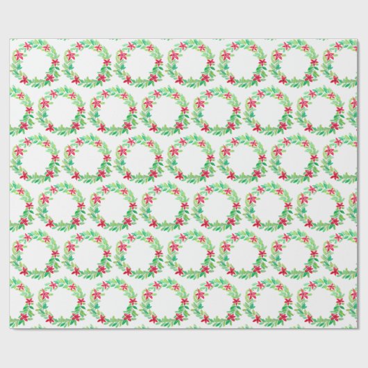 Watercolor Wreath Weihnachten Geschenkpapier (Flach)