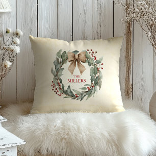 Watercolor Wreath Weihnachten Kissen