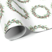 Watercolor Wreath Weihnachtswrapping Paper Geschenkpapier (Rolleneckpunkt)