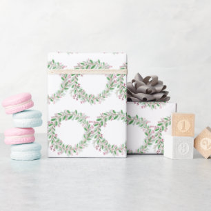 Watercolor Wreath Weihnachtswrapping Paper Geschenkpapier