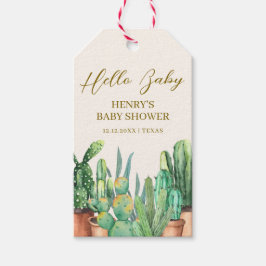 Watercolor Wüste Cactus Garden Baby Shower Geschenkanhänger