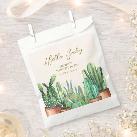 Watercolor Wüste Cactus Garden Baby Shower Geschenktütchen (Ausgeschnitten)