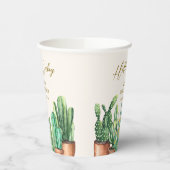 Watercolor Wüste Cactus Garden Baby Shower Pappbecher (Links)