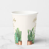 Watercolor Wüste Cactus Garden Baby Shower Pappbecher (Rechts)