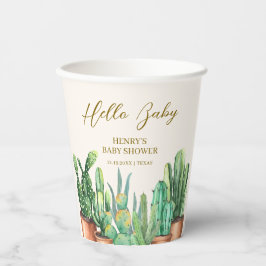 Watercolor Wüste Cactus Garden Baby Shower Pappbecher