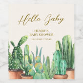 Watercolor Wüste Cactus Garden Baby Shower Weinetikett (Einzelnes Label)