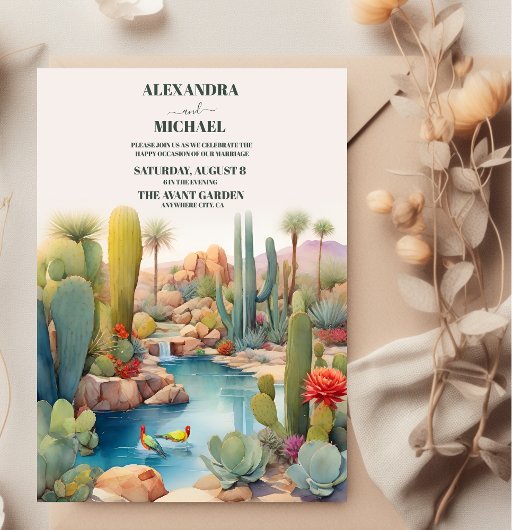 Watercolor Wüste Cactus Landscape Wedding Einladung