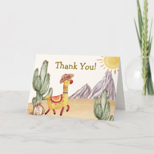 Watercolor Wüste Cactus Llama Cowboy Baby Shower Dankeskarte