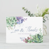 Watercolor Wüste Cactus Succulents Vielen Dank Dankeskarte (Stehend Vorderseite)