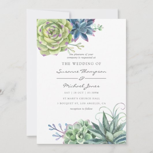 Watercolor Wüste Cactus succulents Wedding Einladung (Vorderseite)