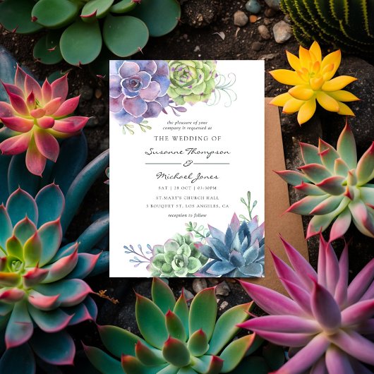 Watercolor Wüste Cactus succulents Wedding Einladung