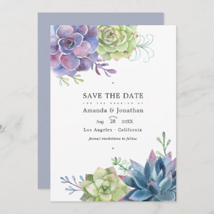 Watercolor Wüste Cactus succulents Wedding Foto Save The Date