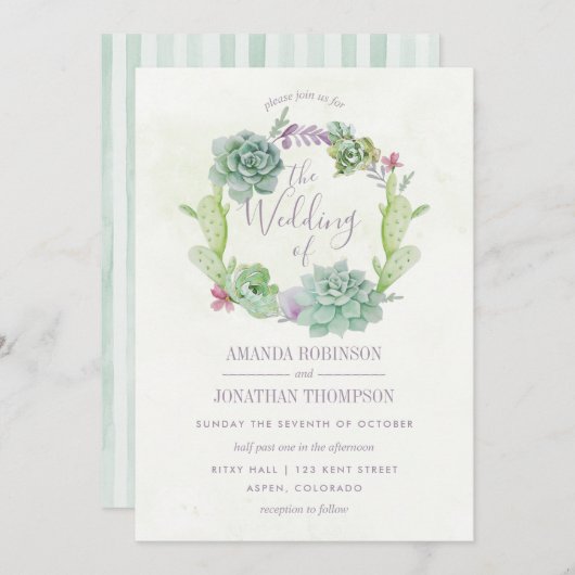 Watercolor Wüste Cactus succulents Wedding Invite Einladung (Vorne/Hinten)