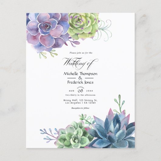 Watercolor Wüste Cactus succulents Wedding Invite Flyer (Vorne)