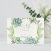 Watercolor Wüste Cactus succulents Wedding RSVP Karte (Stehend Vorderseite)