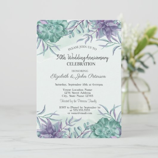 Watercolor Wüste Cactus Wedding Einladung (Stehend Vorderseite)