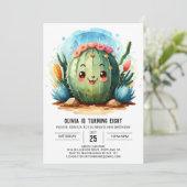 Watercolor Wüste Chic Cactus Boy Birthday Einladung (Stehend Vorderseite)