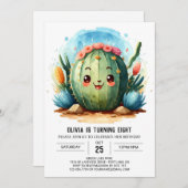 Watercolor Wüste Chic Cactus Boy Birthday Einladung (Vorne/Hinten)