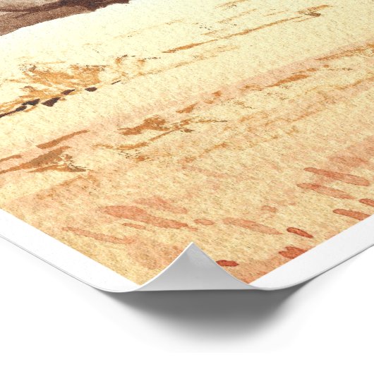 Watercolor Wüste Gebirgslandschaft Kunstdrucke Poster (Ecke)