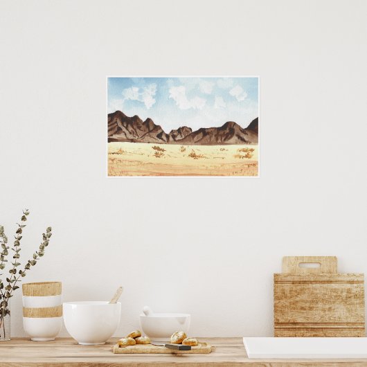 Watercolor Wüste Gebirgslandschaft Kunstdrucke Poster (Küche)