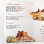 Watercolor Wüste Mountain Cactus QR Code Wedding Dreifach Gefaltete Einladung (Innen Erste Seite)