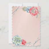 Watercolor Wüste Red Succulents Babydusche Einladung (Rückseite)