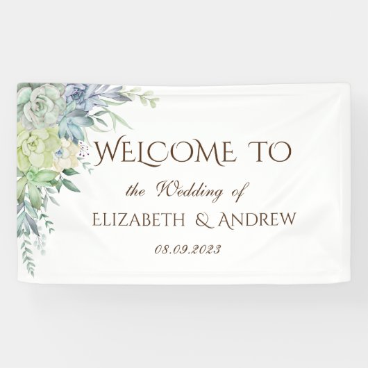 Watercolor Wüste Succulents Dots Wedding Banner (Horizontal)